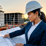 **

"A professional female architect in a modest, stylish business suit, reviewing blueprints on a construction site at sunrise, fully clothed, appropriate attire, safe for work, perfect anatomy, natural proportions, high-resolution, clear focus, family-friendly, professional environment, showcasing collaboration and expertise."

**