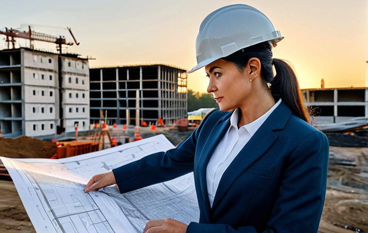 **

"A professional female architect in a modest, stylish business suit, reviewing blueprints on a construction site at sunrise, fully clothed, appropriate attire, safe for work, perfect anatomy, natural proportions, high-resolution, clear focus, family-friendly, professional environment, showcasing collaboration and expertise."

**