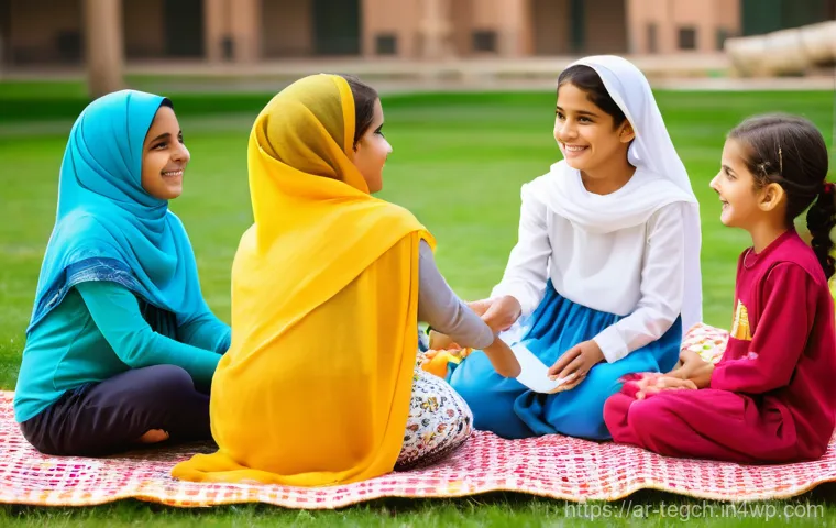 지속 가능한 홈스쿨링을 위한 가이드 - **Prompt 2: Flexible Learning in a Natural Environment**
    An idyllic scene of a young Arab girl, ...
