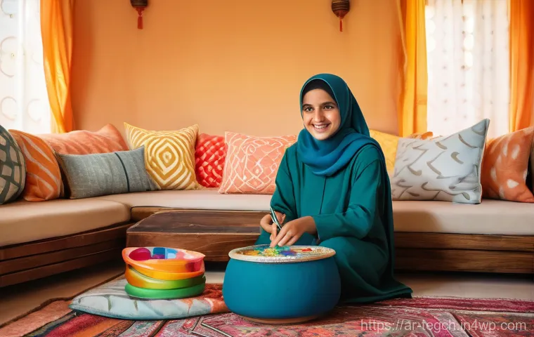 자녀의 흥미를 끌기 위한 홈스쿨링 기법 - **Prompt:** A heartwarming scene in a brightly lit, cozy living room of an Arabic family home. A kin...