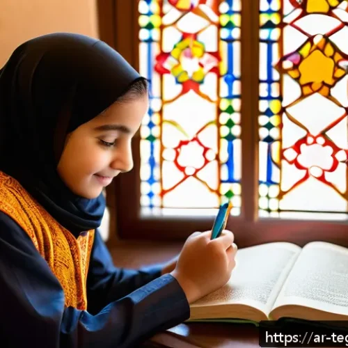 Home 31 홈스쿨링을 통한 실생활 연계 교육 - A warm and inviting homeschooling environment in a Middle Eastern home, featuring a dedicated, well-...